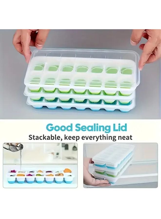 4pcs Random Color PP Ice Cube Trays With Lids Stackable 14 Grids Easy Release Food Safe - Image 5